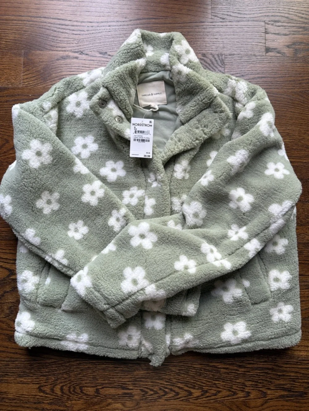 Thread & Supply Light Sage Floral Fleece Jacket - Picture 1 of 2